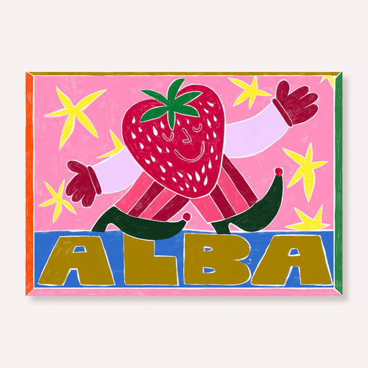 The Happy Stawberry 🍓 Name Illustration